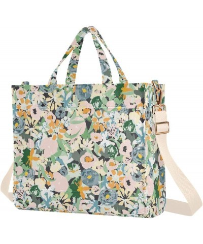 Corduroy Tote Bag for Women, Bright Floral Tote Bag Crossbody Hobo Handbag Shoulder Bag for Work Travel Pattern 166 $12.30 Totes