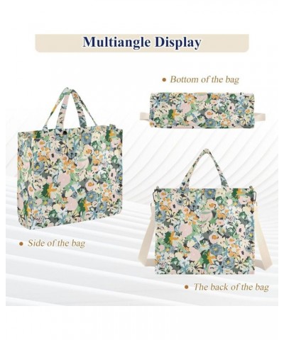 Corduroy Tote Bag for Women, Bright Floral Tote Bag Crossbody Hobo Handbag Shoulder Bag for Work Travel Pattern 166 $12.30 Totes