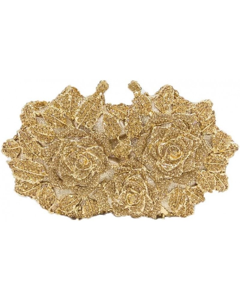 Dazzling Flower Evening Bags For Women Formal Party Rhinestone Handbags Wedding Crystal Clutch Purses Gold $45.50 Evening Bags