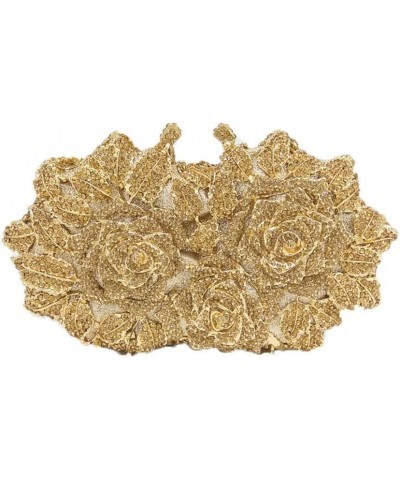 Dazzling Flower Evening Bags For Women Formal Party Rhinestone Handbags Wedding Crystal Clutch Purses Gold $45.50 Evening Bags