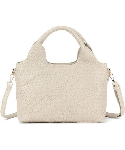 Womens Faux Leather Braided Top Handle Bag Beige $38.67 Handbags