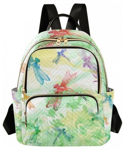 Women Backpack Rainbow Dragonfly Spring Green Anti-Theft Travel Backpack with Luggage Belt Lightweight Handbag Lady Purse Roo...