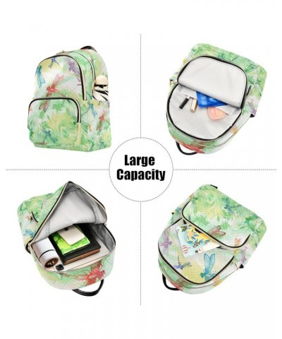 Women Backpack Rainbow Dragonfly Spring Green Anti-Theft Travel Backpack with Luggage Belt Lightweight Handbag Lady Purse Roo...