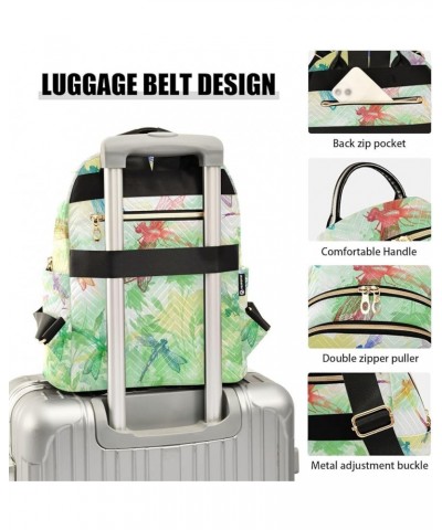 Women Backpack Rainbow Dragonfly Spring Green Anti-Theft Travel Backpack with Luggage Belt Lightweight Handbag Lady Purse Roo...