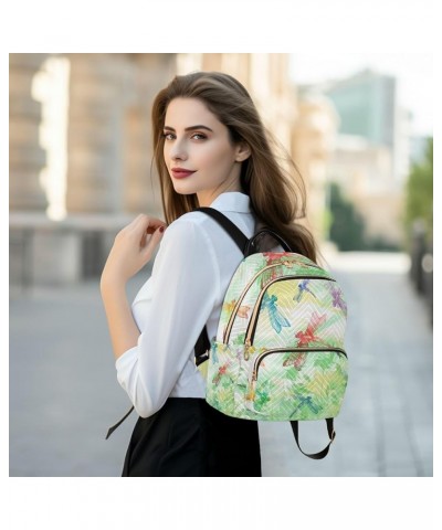 Women Backpack Rainbow Dragonfly Spring Green Anti-Theft Travel Backpack with Luggage Belt Lightweight Handbag Lady Purse Roo...