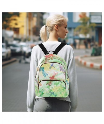 Women Backpack Rainbow Dragonfly Spring Green Anti-Theft Travel Backpack with Luggage Belt Lightweight Handbag Lady Purse Roo...