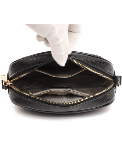 Women Shoulder Bag Fashion Genuine Leather Camera Purse Simple Wide Guitar Strap Casual Elegant Messenger Bags Black $16.32 T...