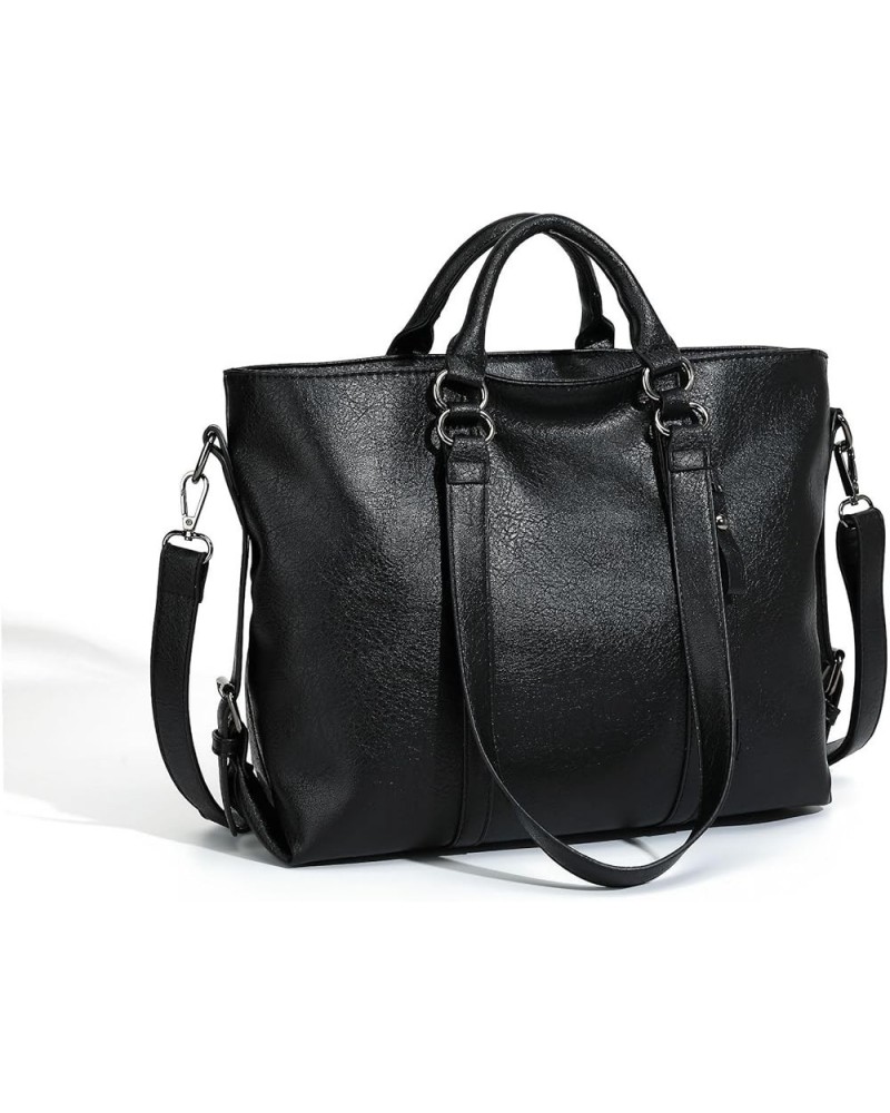 Women's Tote Handbags, Ladies Soft Handbag Messenger Shoulder Crossbody Bag PU Satchel Hobo Purse Black $20.50 Totes