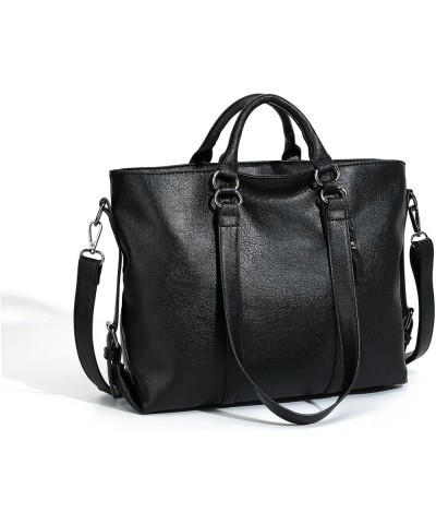 Women's Tote Handbags, Ladies Soft Handbag Messenger Shoulder Crossbody Bag PU Satchel Hobo Purse Black $20.50 Totes