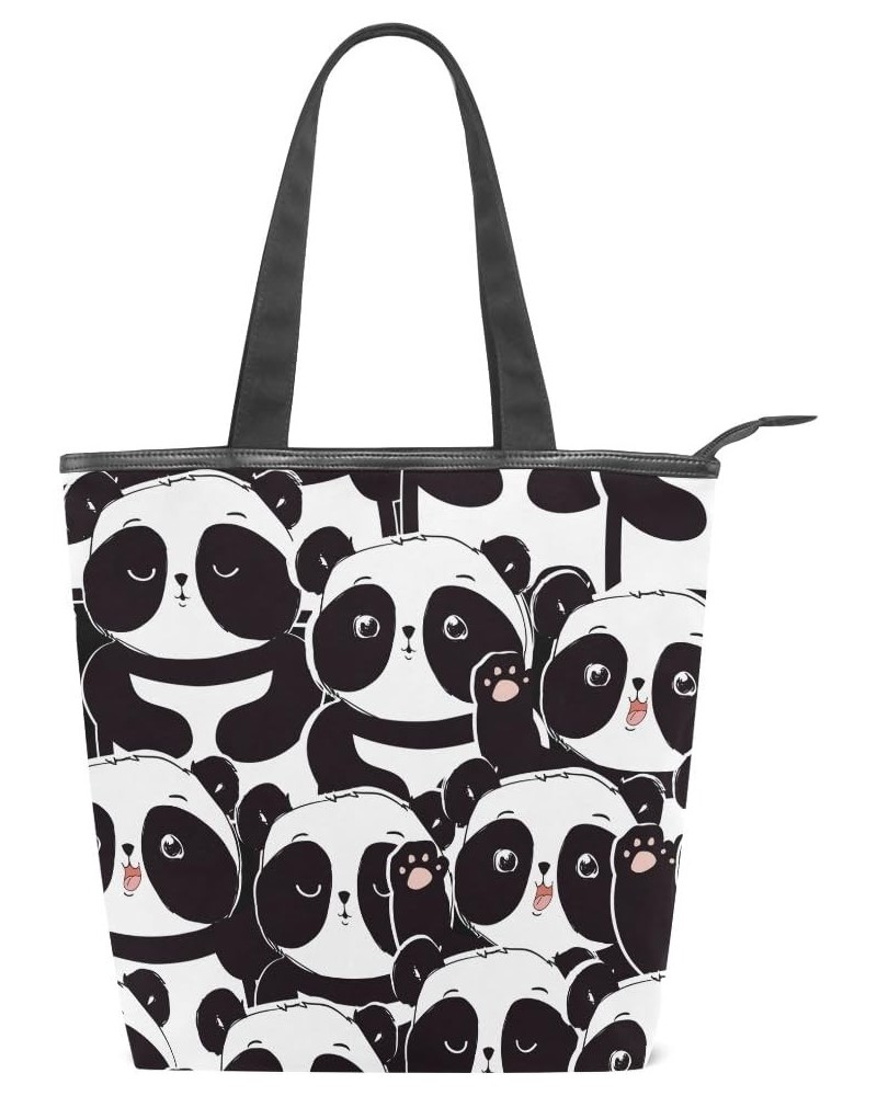 Tote Canvas Shoulder Bag Cute Panda Womens Handbag $12.47 Shoulder Bags