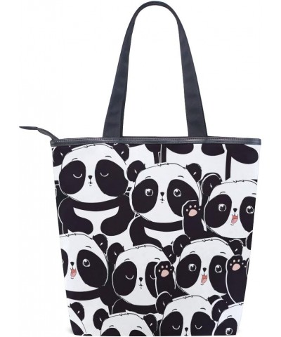 Tote Canvas Shoulder Bag Cute Panda Womens Handbag $12.47 Shoulder Bags