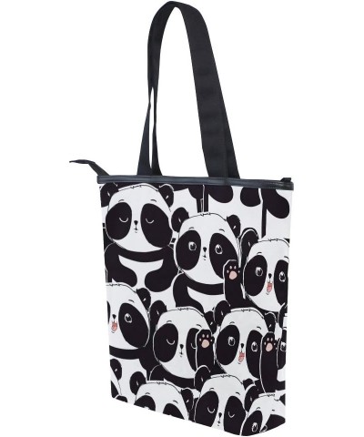 Tote Canvas Shoulder Bag Cute Panda Womens Handbag $12.47 Shoulder Bags