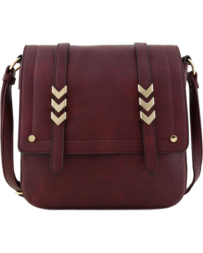 Double Compartment Large Flapover Crossbody Bag Wine $13.24 Crossbody Bags