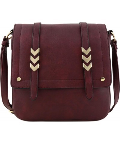 Double Compartment Large Flapover Crossbody Bag Wine $13.24 Crossbody Bags