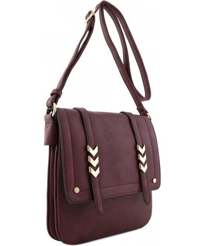 Double Compartment Large Flapover Crossbody Bag Wine $13.24 Crossbody Bags