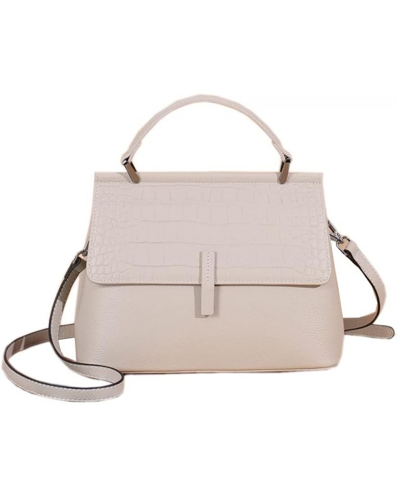 Crocodile Pattern Women's Handbag Genuine Cow Leather Design Shoulder Bag Purses (White) White $44.21 Shoulder Bags