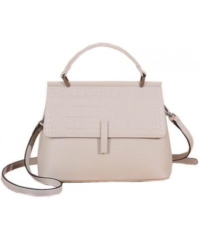 Crocodile Pattern Women's Handbag Genuine Cow Leather Design Shoulder Bag Purses (White) White $44.21 Shoulder Bags