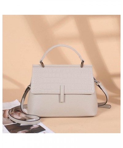 Crocodile Pattern Women's Handbag Genuine Cow Leather Design Shoulder Bag Purses (White) White $44.21 Shoulder Bags