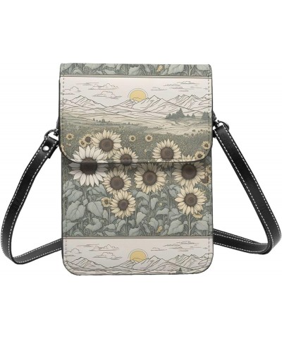 Sunflowers Chamomile Print Fashion Small Crossbody Bags Cell Phone Purse With Credit Card Slots Women Wallet Sunflowers Chamo...