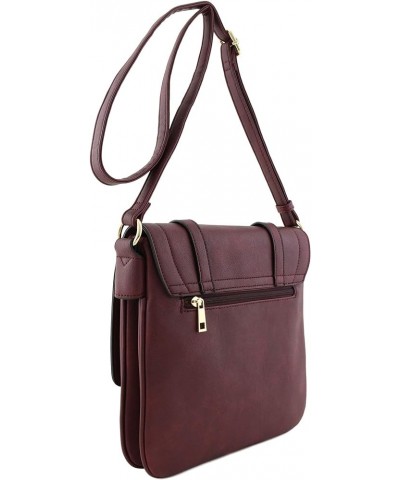 Double Compartment Large Flapover Crossbody Bag Wine $13.24 Crossbody Bags