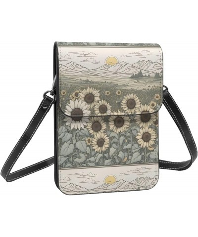 Sunflowers Chamomile Print Fashion Small Crossbody Bags Cell Phone Purse With Credit Card Slots Women Wallet Sunflowers Chamo...