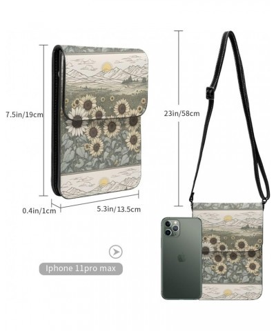 Sunflowers Chamomile Print Fashion Small Crossbody Bags Cell Phone Purse With Credit Card Slots Women Wallet Sunflowers Chamo...