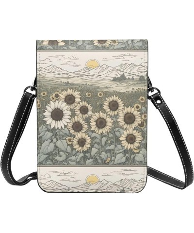 Sunflowers Chamomile Print Fashion Small Crossbody Bags Cell Phone Purse With Credit Card Slots Women Wallet Sunflowers Chamo...