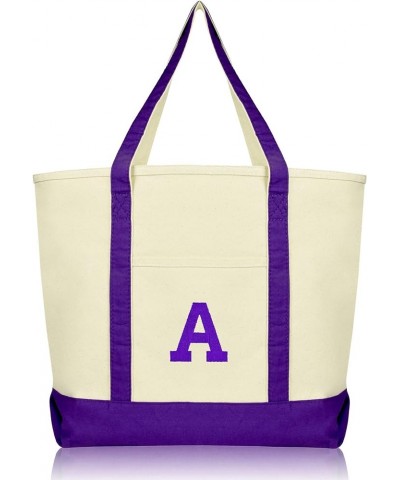 Initial Tote Bag Personalized Monogram Zippered Top Letter - A Purple $12.00 Totes