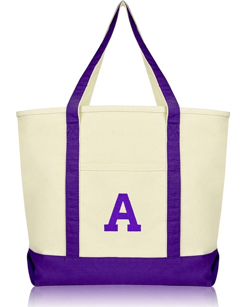 Initial Tote Bag Personalized Monogram Zippered Top Letter - A Purple $12.00 Totes