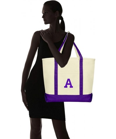 Initial Tote Bag Personalized Monogram Zippered Top Letter - A Purple $12.00 Totes