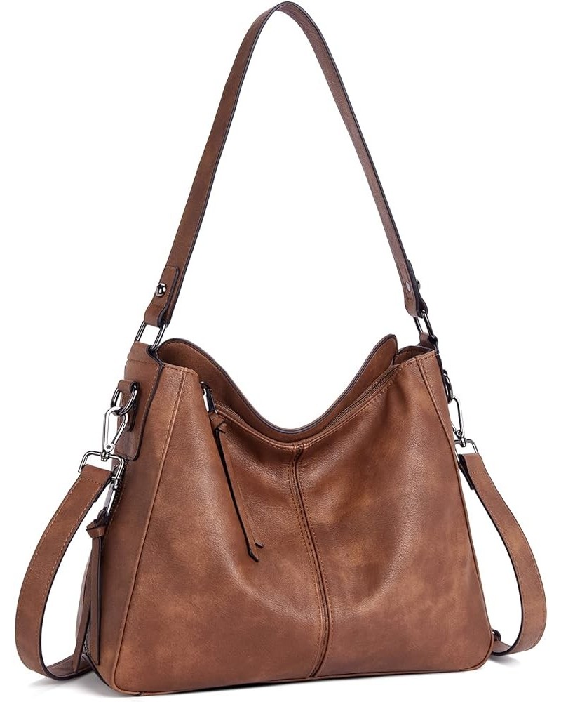 Purses for Women Designer Handbags Vegan Leather Hobo Bags Ladies Shoulder Bags Pocketbooks B01-brown $13.49 Hobo Bags