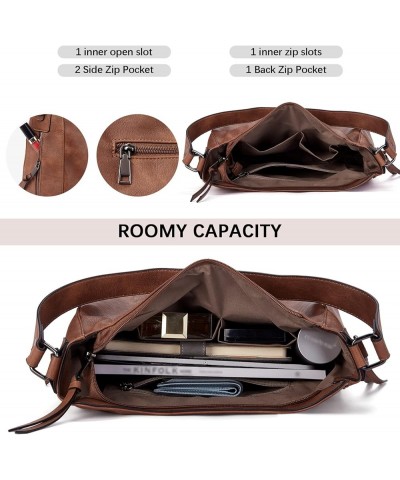 Purses for Women Designer Handbags Vegan Leather Hobo Bags Ladies Shoulder Bags Pocketbooks B01-brown $13.49 Hobo Bags