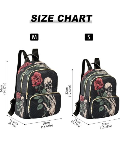 Skull Hand Flower Quilted Backpack for Women Shoulder Bag Purse Travel Bags for Nurse Work Daily S Small $18.28 Backpacks