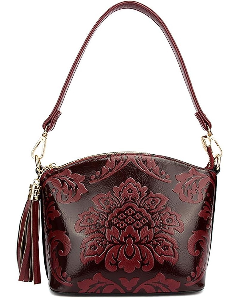 Women's Fashion Chinese Style Elegant Empaistic Top Handle Shoulder Bag C-burgundy $31.48 Totes