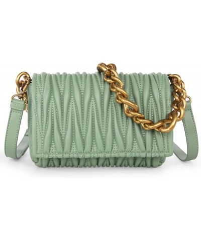 Quilted Handbags for Women Crossbody Bags Trendy Small Purses and Top Handle Handbags Green $10.00 Evening Bags