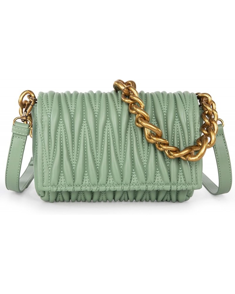 Quilted Handbags for Women Crossbody Bags Trendy Small Purses and Top Handle Handbags Green $10.00 Evening Bags