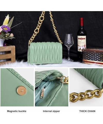 Quilted Handbags for Women Crossbody Bags Trendy Small Purses and Top Handle Handbags Green $10.00 Evening Bags