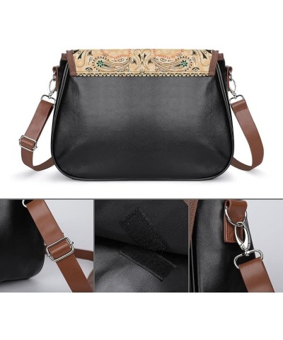 Leather Hobo Bags Women's Crossbody Shoulder Bag Classic City Top Handle Satchels Green Floral Color2 $29.99 Hobo Bags