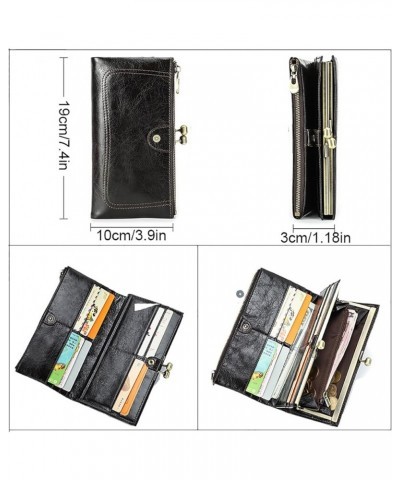 Women Leather Bifold Wallet, Top Layer Leather Women's Long Bifold Wallet Rfid Anti-Theft Brush for Gift Giving, Daily Life D...