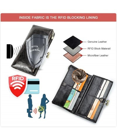 Women Leather Bifold Wallet, Top Layer Leather Women's Long Bifold Wallet Rfid Anti-Theft Brush for Gift Giving, Daily Life D...