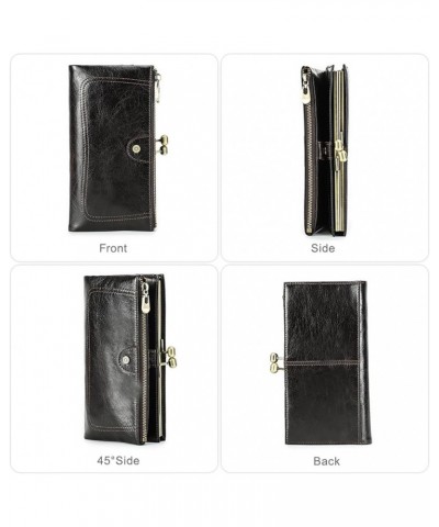 Women Leather Bifold Wallet, Top Layer Leather Women's Long Bifold Wallet Rfid Anti-Theft Brush for Gift Giving, Daily Life D...