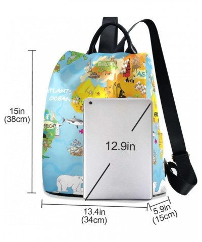 Fun Animal World Map Backpack Purse for Women Travel Bag Anti Theft Back Pack Fashion Shoulder Bag with Adjustable Straps $18...