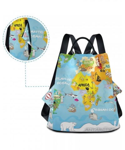 Fun Animal World Map Backpack Purse for Women Travel Bag Anti Theft Back Pack Fashion Shoulder Bag with Adjustable Straps $18...