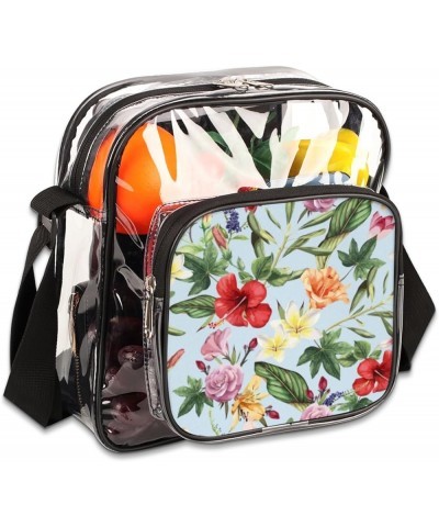 Cute Purple Cake Stadium-Approved Clear Crossbody Bag with Colorful Print Design Tropic Flowers Leaf $9.84 Crossbody Bags