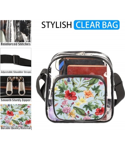 Cute Purple Cake Stadium-Approved Clear Crossbody Bag with Colorful Print Design Tropic Flowers Leaf $9.84 Crossbody Bags