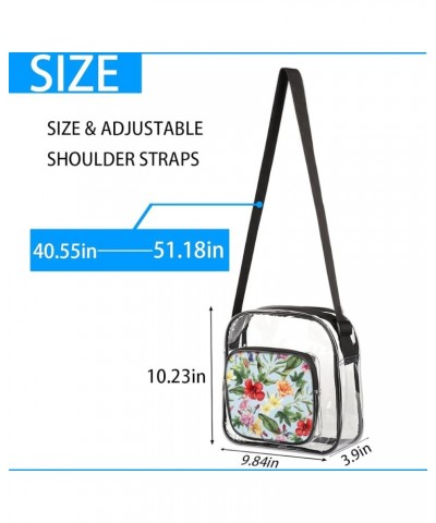 Cute Purple Cake Stadium-Approved Clear Crossbody Bag with Colorful Print Design Tropic Flowers Leaf $9.84 Crossbody Bags