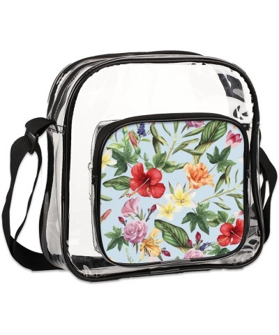 Cute Purple Cake Stadium-Approved Clear Crossbody Bag with Colorful Print Design Tropic Flowers Leaf $9.84 Crossbody Bags