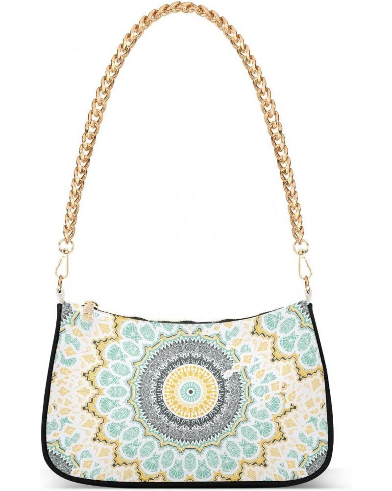 Shoulder Bag Kaleidoscope Mandala Indian Turkish Women Clutch Handbag Shoulder Purch Boho Bag Date Chain Bag Tote Bag Spring ...