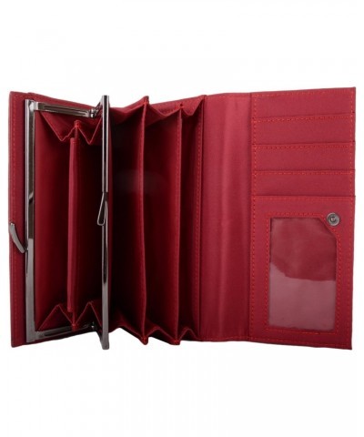 Womens Large Leather Bi-Fold Money/Coin Holder/Purse with Mulitple Pockets - Red $13.67 Wallets