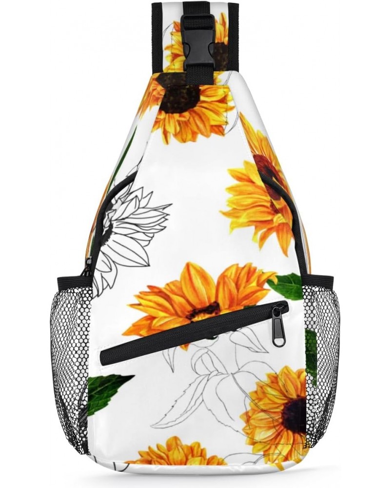 Watercolor Sunflowers Sling Bag for Women Crossbody Backpack Purse Shoulder Casual Daypack Cross Body Bags for Travel Cycling...